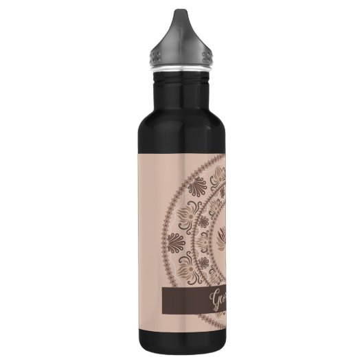 Gepersonaliseerde Mocha Rococo Revival Dot Mandala Waterfles (Links)