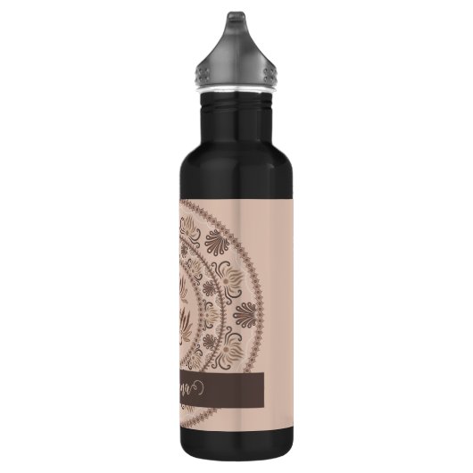 Gepersonaliseerde Mocha Rococo Revival Dot Mandala Waterfles (Rechts)