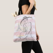 Gepersonaliseerde Mode Girl Paris Pink Sketch Tote Bag (Dichtbij)