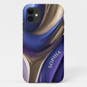 Gepersonaliseerde Modern Abstract-Blauw Paarse en  Case-Mate iPhone Case (Achterkant)