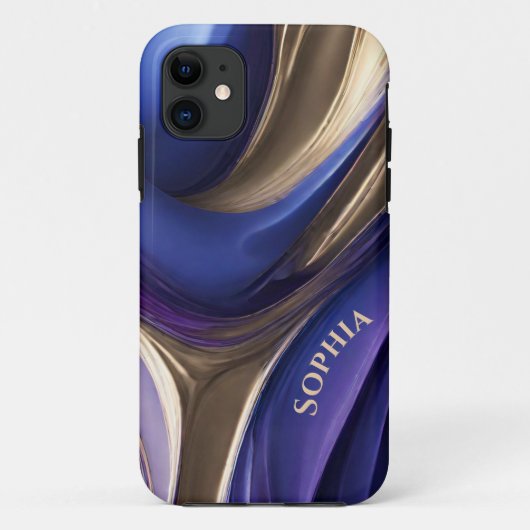 Gepersonaliseerde Modern Abstract-Blauw Paarse en  Case-Mate iPhone Case (Achterkant)