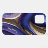 Gepersonaliseerde Modern Abstract-Blauw, Paarse en iPhone Hoesje (Achterkant horizontaal)
