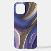 Gepersonaliseerde Modern Abstract-Blauw, Paarse en iPhone Hoesje (Achterkant)
