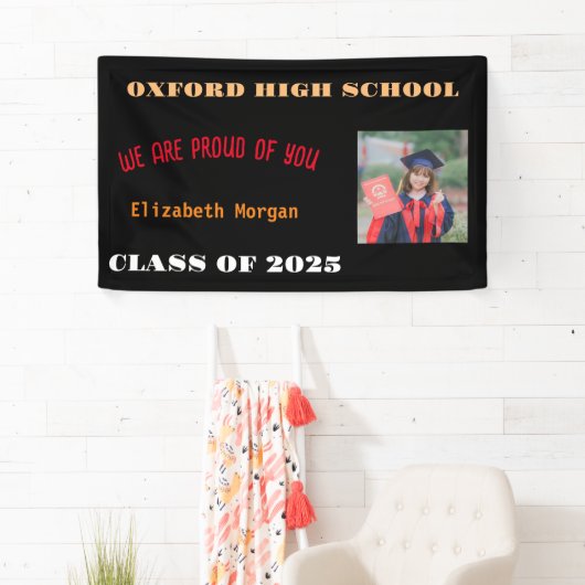 Gepersonaliseerde Modern afstuderen felicitaties p Spandoek (Insitu)