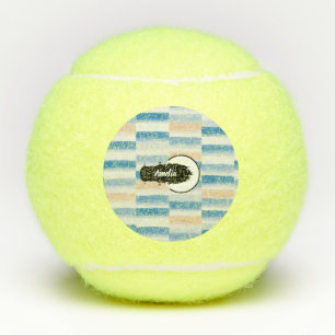 Gepersonaliseerde Modern Blue Peach Waterverf Gest Tennisballen