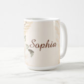 Gepersonaliseerde Modern Boho Waterverf Bloemen Pa Koffiemok (Voorkant rechts)