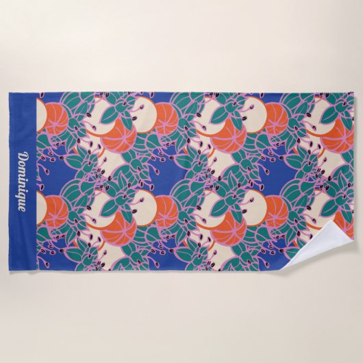 Gepersonaliseerde Modern Bud & Flower Pattern Beac Strandlaken (Voorkant)