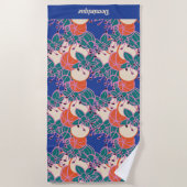 Gepersonaliseerde Modern Bud & Flower Pattern Beac Strandlaken (Voorkant)