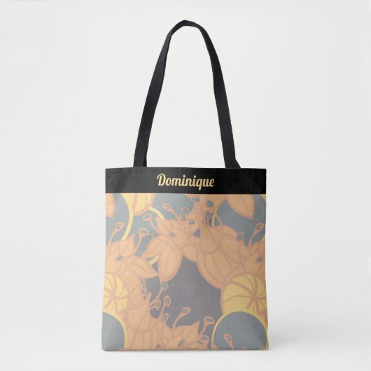 Gepersonaliseerde Modern Bud & Flower Pattern Canv Tote Bag (Voorkant)