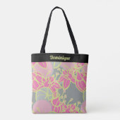 Gepersonaliseerde Modern Bud & Flower Pattern Canv Tote Bag (Achterkant)