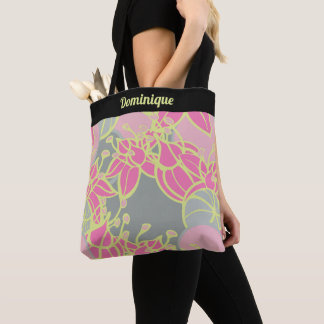 Gepersonaliseerde Modern Bud & Flower Pattern Canv Tote Bag