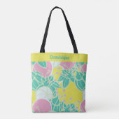 Gepersonaliseerde Modern Bud & Flower Pattern Canv Tote Bag (Achterkant)