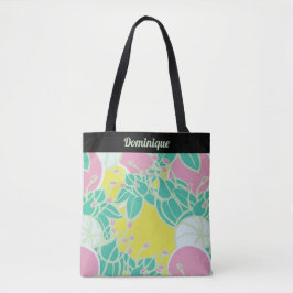Gepersonaliseerde Modern Bud & Flower Pattern Canv Tote Bag
