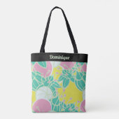 Gepersonaliseerde Modern Bud & Flower Pattern Canv Tote Bag (Achterkant)