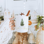 Gepersonaliseerde Modern Christmas Tree Hot Cacao  Koffiemok<br><div class="desc">Dit is een moderne minimalistische vakantie mok sjabloon met een prachtige waterverf groenblijvende boom en een elegante kalligrafie lettertype . De kleur van de kerstboom kan niet worden bewerkt en de tekst in het lettertype van de goudkalligrafie kan niet worden bewerkt (maar de kleur kan worden gewijzigd!) // Voor overeenkomende...</div>