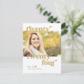 Gepersonaliseerde Modern Class van 2024 Foto Afstu Briefkaart (Staand voorkant)