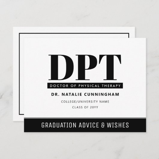 Gepersonaliseerde Modern DPT Afstuderen Advies & W Notitiekaartje (Voorkant / Achterkant)