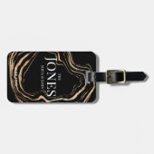 Gepersonaliseerde Modern Elegant Zwart Goud Pas ge Bagagelabel (Voorkant horizontaal)