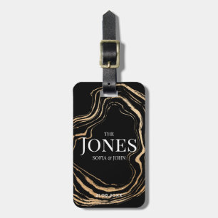 Gepersonaliseerde Modern Elegant Zwart Goud Pas ge Bagagelabel