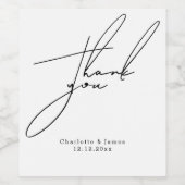 Gepersonaliseerde Modern en Stijlvol Dank u Wijn Etiket (Enkel label)