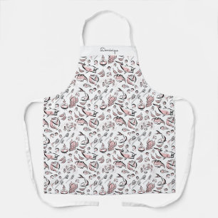 Gepersonaliseerde Modern Foodie Tekening Print Sch Schort