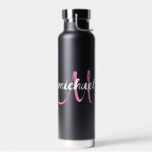 Gepersonaliseerde Modern Initiaal Monogram Naam Waterfles (Links)