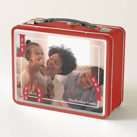 Gepersonaliseerde Modern JOY Vakantie Familiefoto (Achterkant)