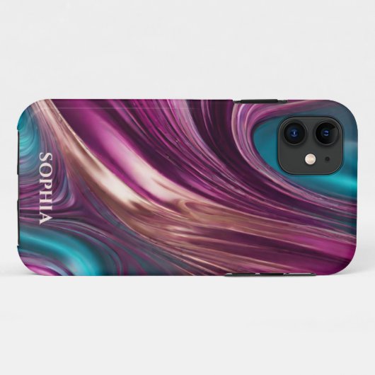 Gepersonaliseerde Modern-Magenta, Turquoise en Gol Case-Mate iPhone Case (Achterkant (horizontaal))