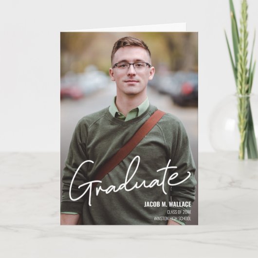 Gepersonaliseerde Modern Mannelijk Afstuderen Aank Kaart (Voorkant)
