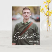 Gepersonaliseerde Modern Mannelijk Afstuderen Aank Kaart (Gele Bloem)