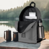 Gepersonaliseerde Modern Monogram Initialen Grijs Bedrukte Rugzak