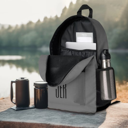 Gepersonaliseerde Modern Monogram Initialen Grijs Bedrukte Rugzak