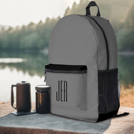 Gepersonaliseerde Modern Monogram Initialen Grijs Bedrukte Rugzak