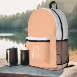 Gepersonaliseerde Modern Monogram Initialen Peach  Bedrukte Rugzak