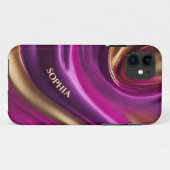 Gepersonaliseerde Modern-Paarse Roze en Goud- Case-Mate iPhone Case (Achterkant (horizontaal))