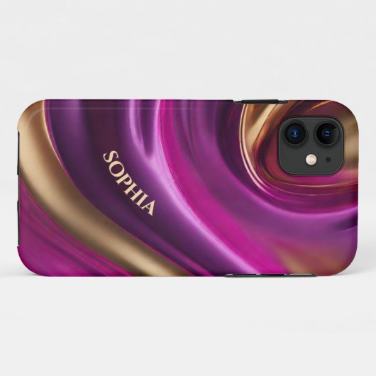 Gepersonaliseerde Modern-Paarse Roze en Goud- Case-Mate iPhone Case (Achterkant (horizontaal))