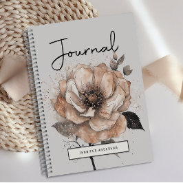 Gepersonaliseerde Modern Roos Gold Floral Journal Notitieboek