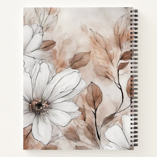 Gepersonaliseerde Modern Roos Gold Floral Journal Notitieboek (Achterkant)