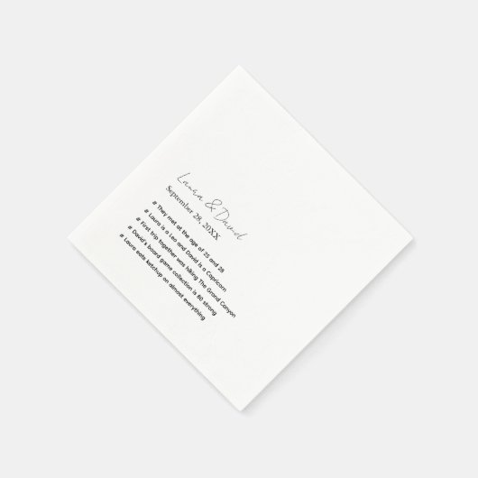 Gepersonaliseerde Modern Script Leuke Feiten Trouw Servet (Hoek)