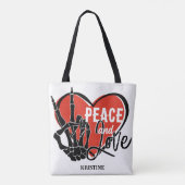 Gepersonaliseerde Modern Skeleton Hand Vrede en Li Tote Bag (Achterkant)