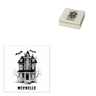 Gepersonaliseerde Modern Spooky Spookhuis Rubberstempel