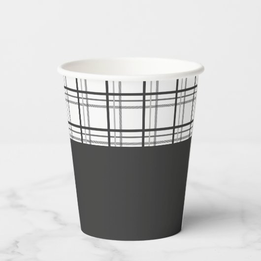 Gepersonaliseerde Modern Tartan Ice Schaats Party Papieren Bekers (Achterkant)