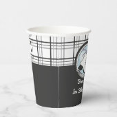 Gepersonaliseerde Modern Tartan Ice Schaats Party Papieren Bekers (Rechts)