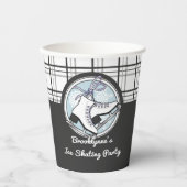 Gepersonaliseerde Modern Tartan Ice Schaats Party Papieren Bekers (Voorkant)