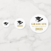 Gepersonaliseerde Modern Zwart Goud Afstuderen Fot Confetti (Achterkanten)