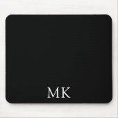 Gepersonaliseerde Modern Zwart Monogram Initialen Muismat (Voorkant)