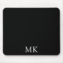 Gepersonaliseerde Modern Zwart Monogram Initialen Muismat