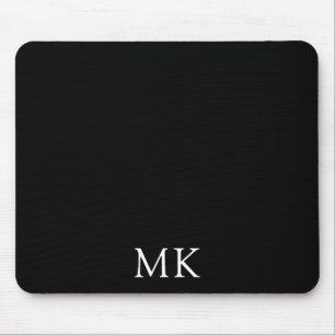 Gepersonaliseerde Modern Zwart Monogram Initialen Muismat