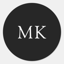 Gepersonaliseerde Modern Zwart Monogram Initialen Ronde Sticker