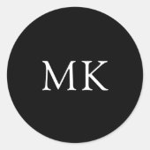 Gepersonaliseerde Modern Zwart Monogram Initialen Ronde Sticker (Voorkant)